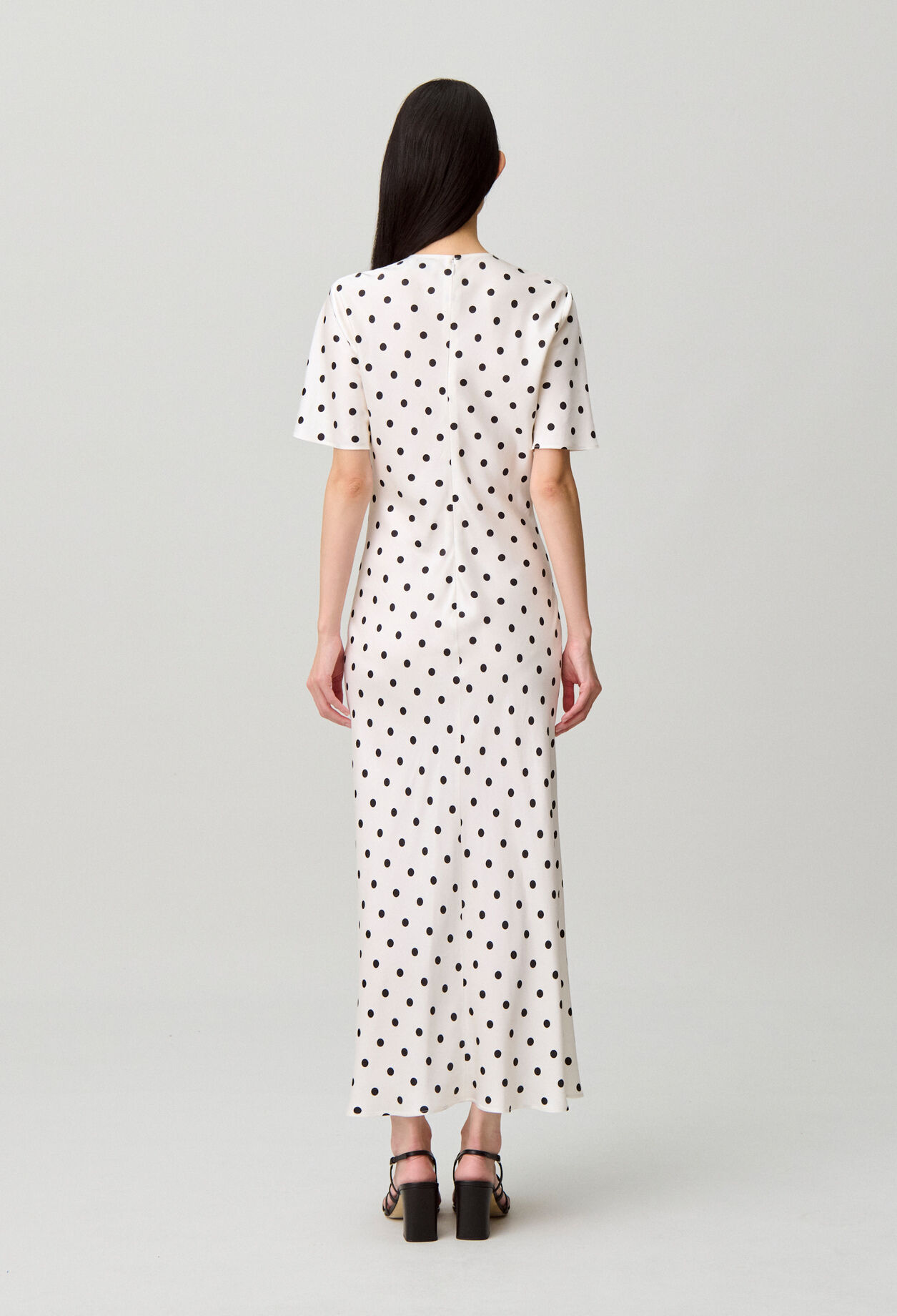 Satin polka dot maxi dress