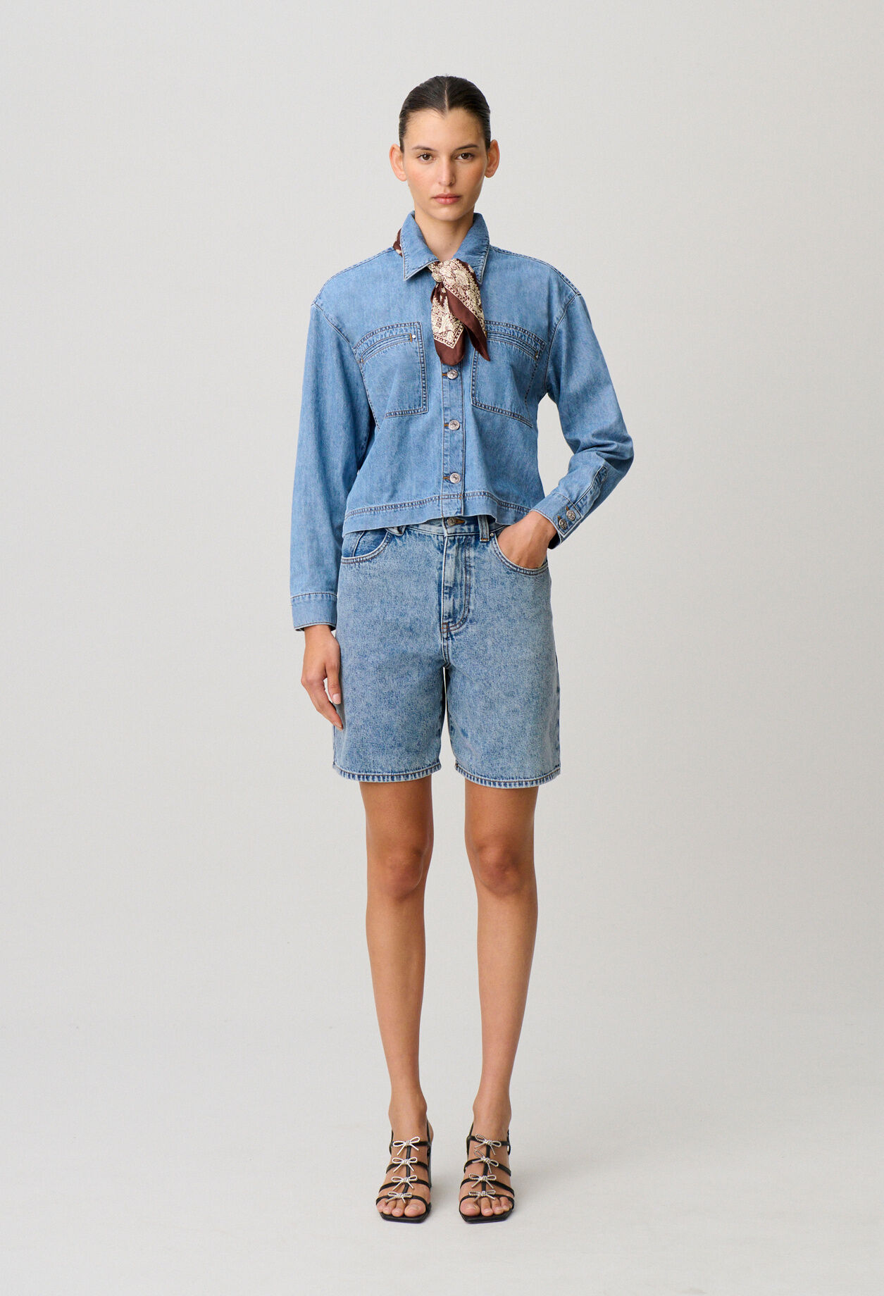 Oversized denim shirt