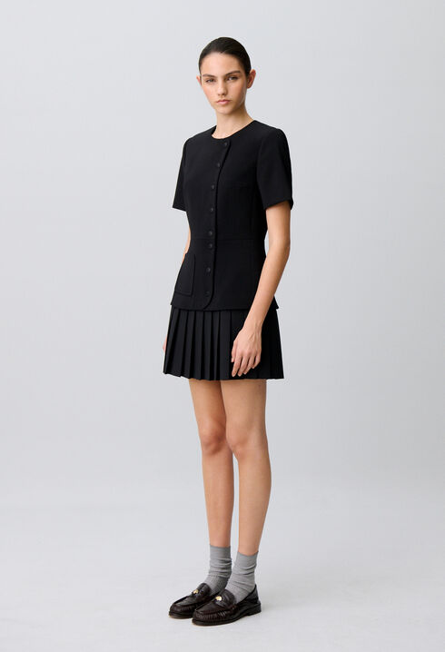 Short pleated peplum dress