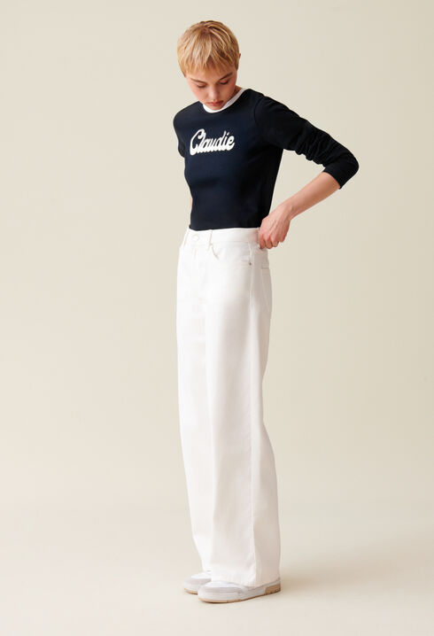 Black cotton long-sleeve T-shirt