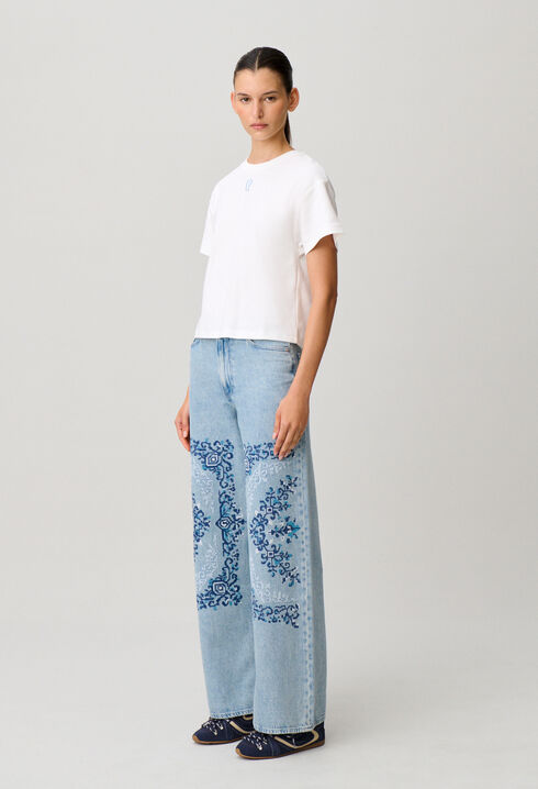 Embroidered cotton T-shirt