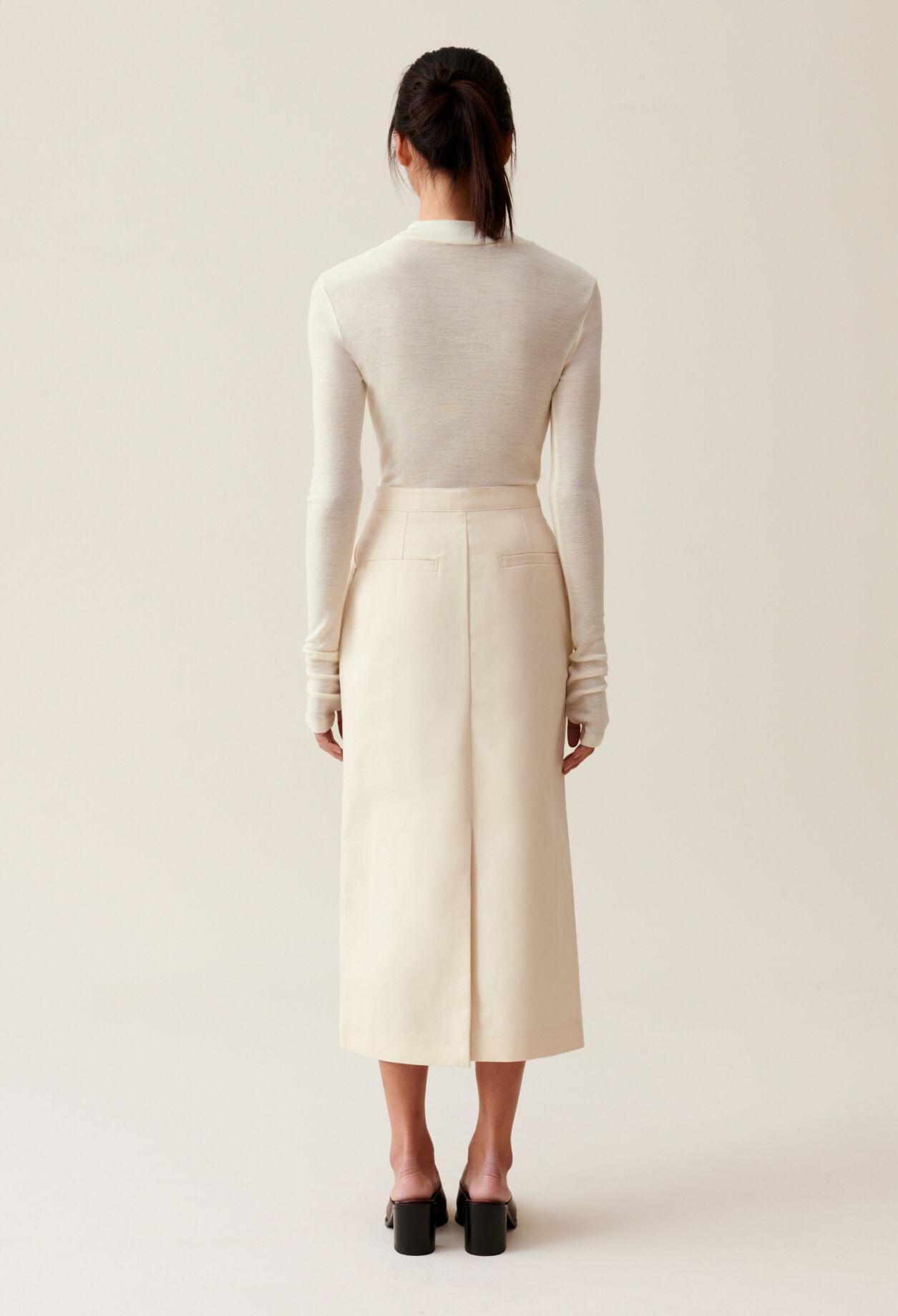 Pale beige midi skirt