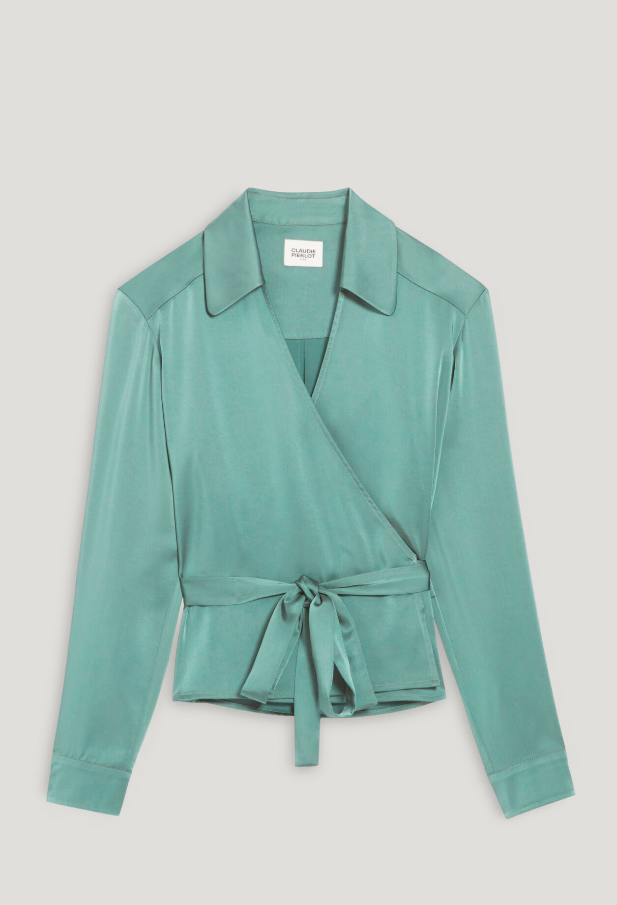 Green wrapover blouse