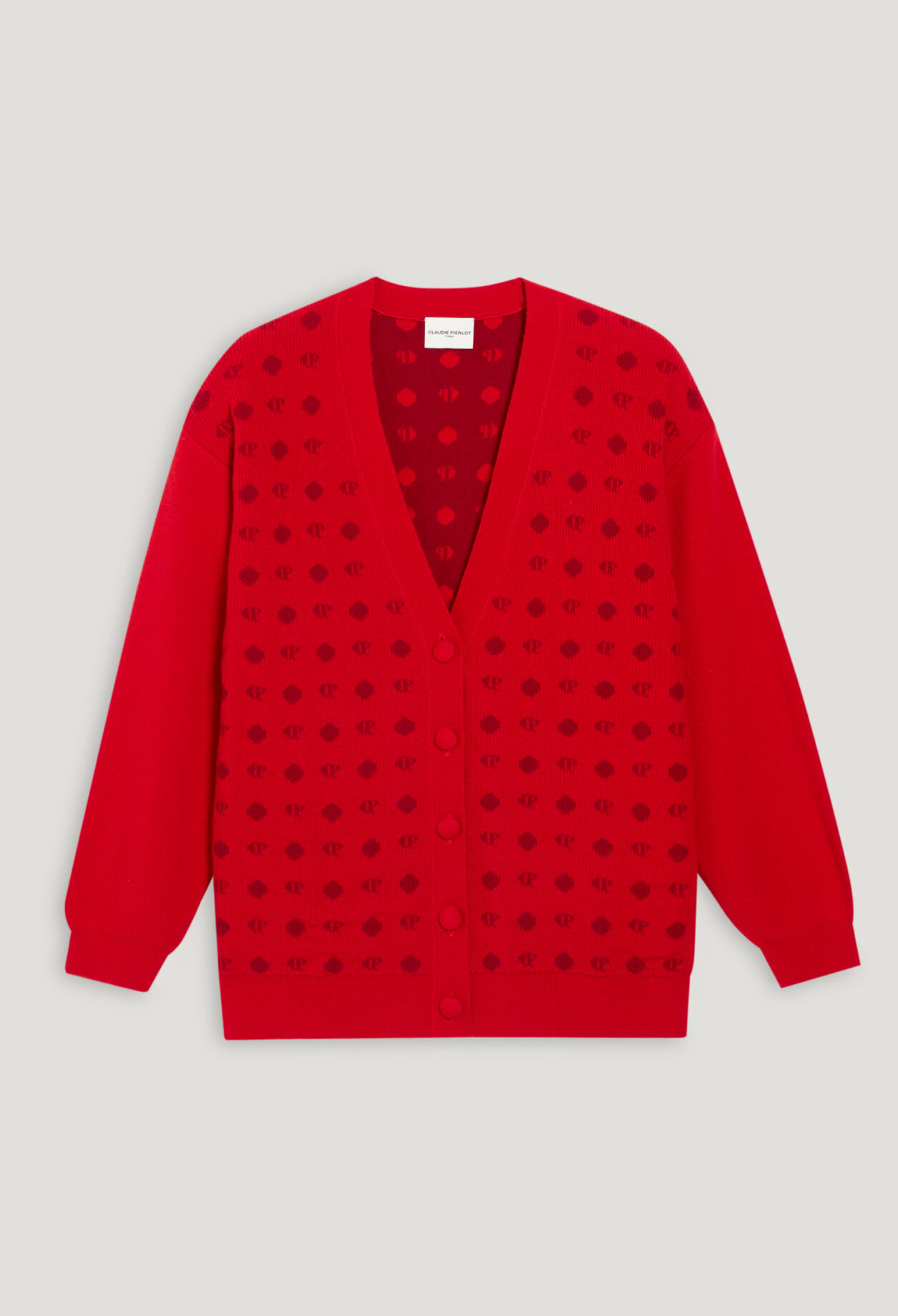 Red jacquard cardigan