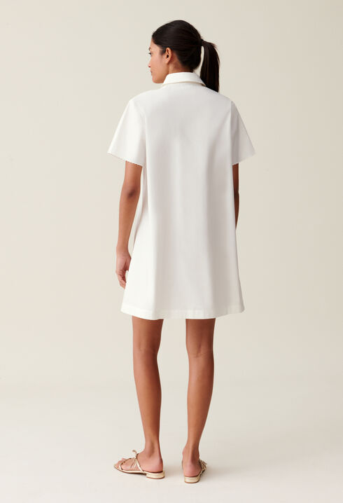 Short Embroidered White Shirt Dress