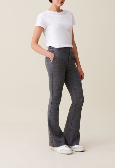 Grey fitted flare trousers
