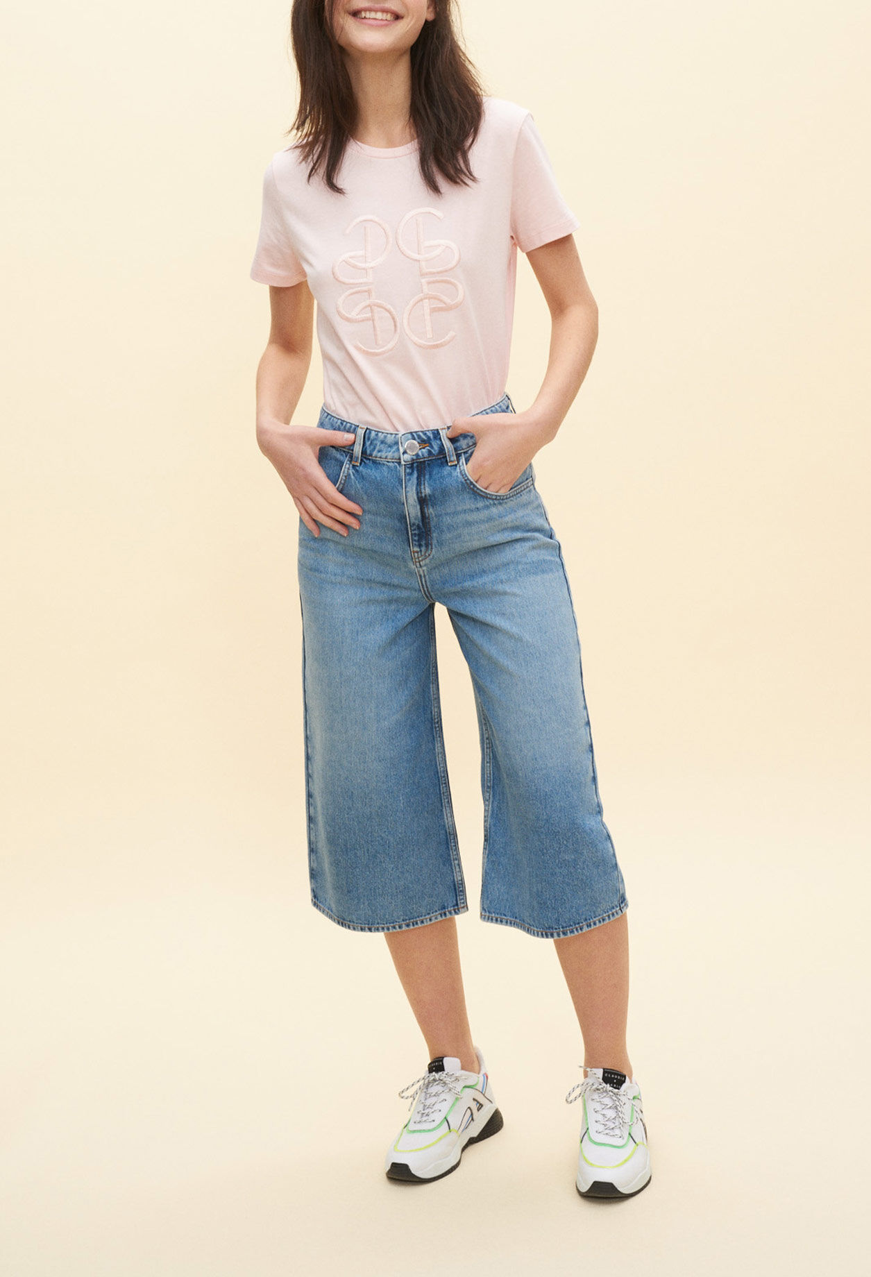 Flared denim Bermuda shorts Flared denim Bermuda shorts