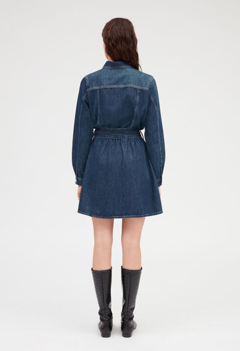 Mid blue denim short dress