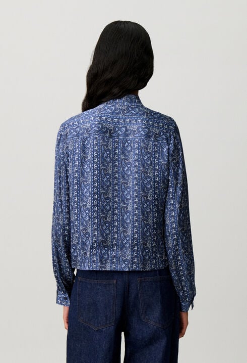Printed pussy-bow shirt