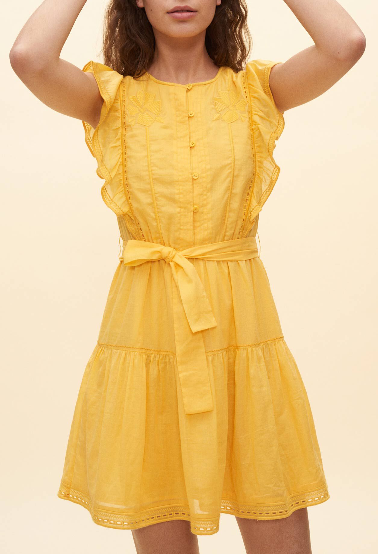 Yellow dress with frills Yellow dress with frills