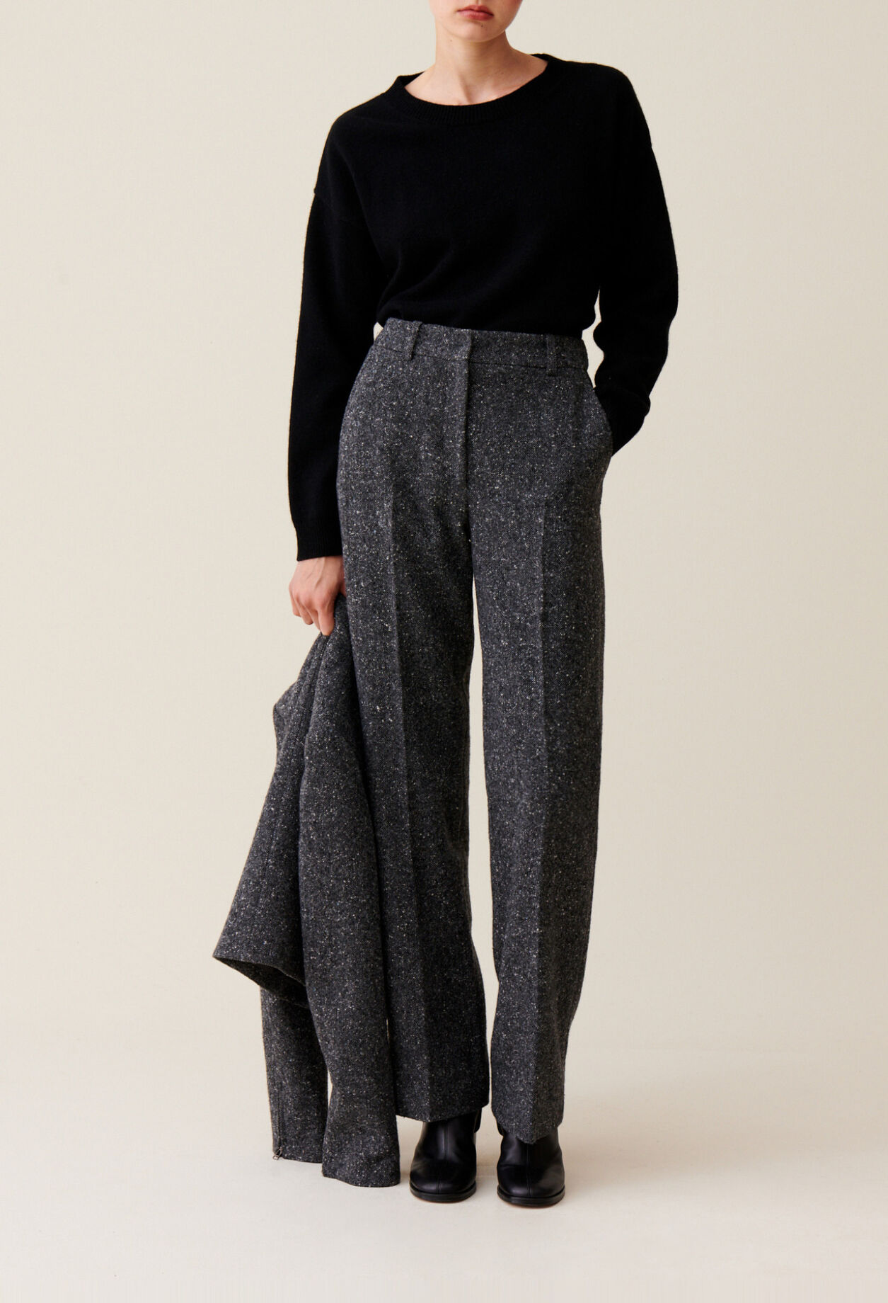 Grey wool suit trousers