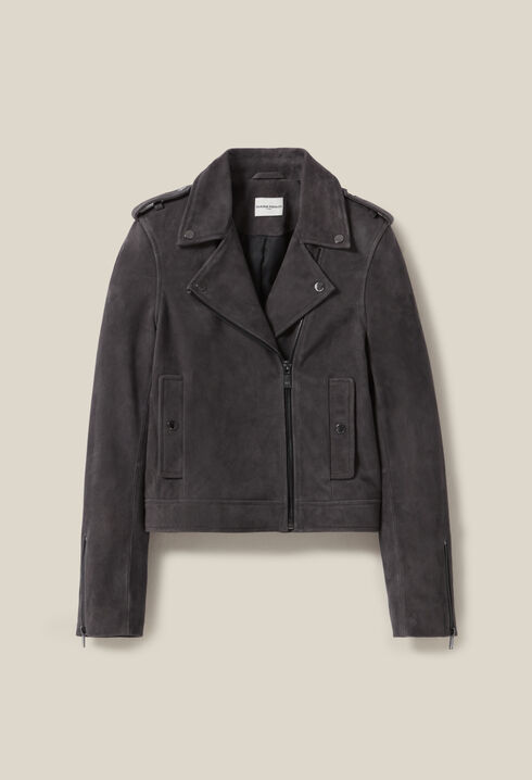 Suede leather biker jacket