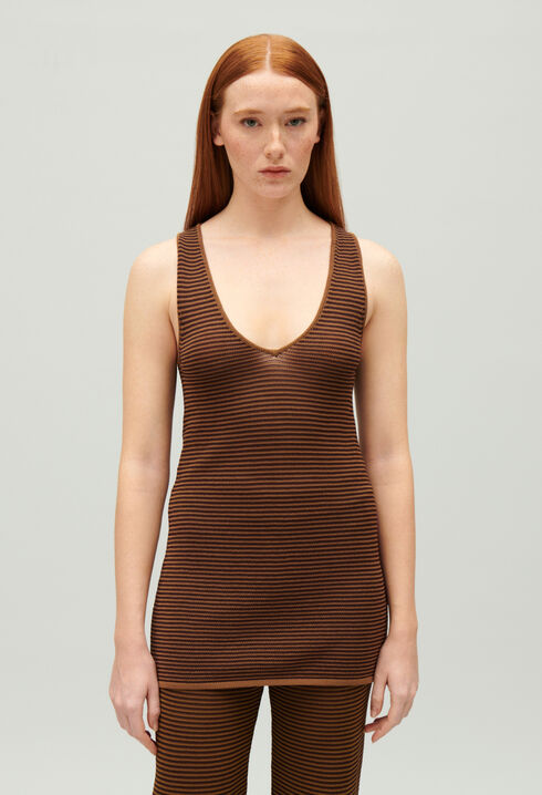 Striped brown vest top