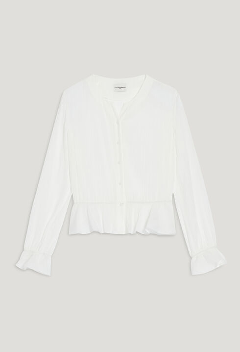 Ruffled cream basque shirt