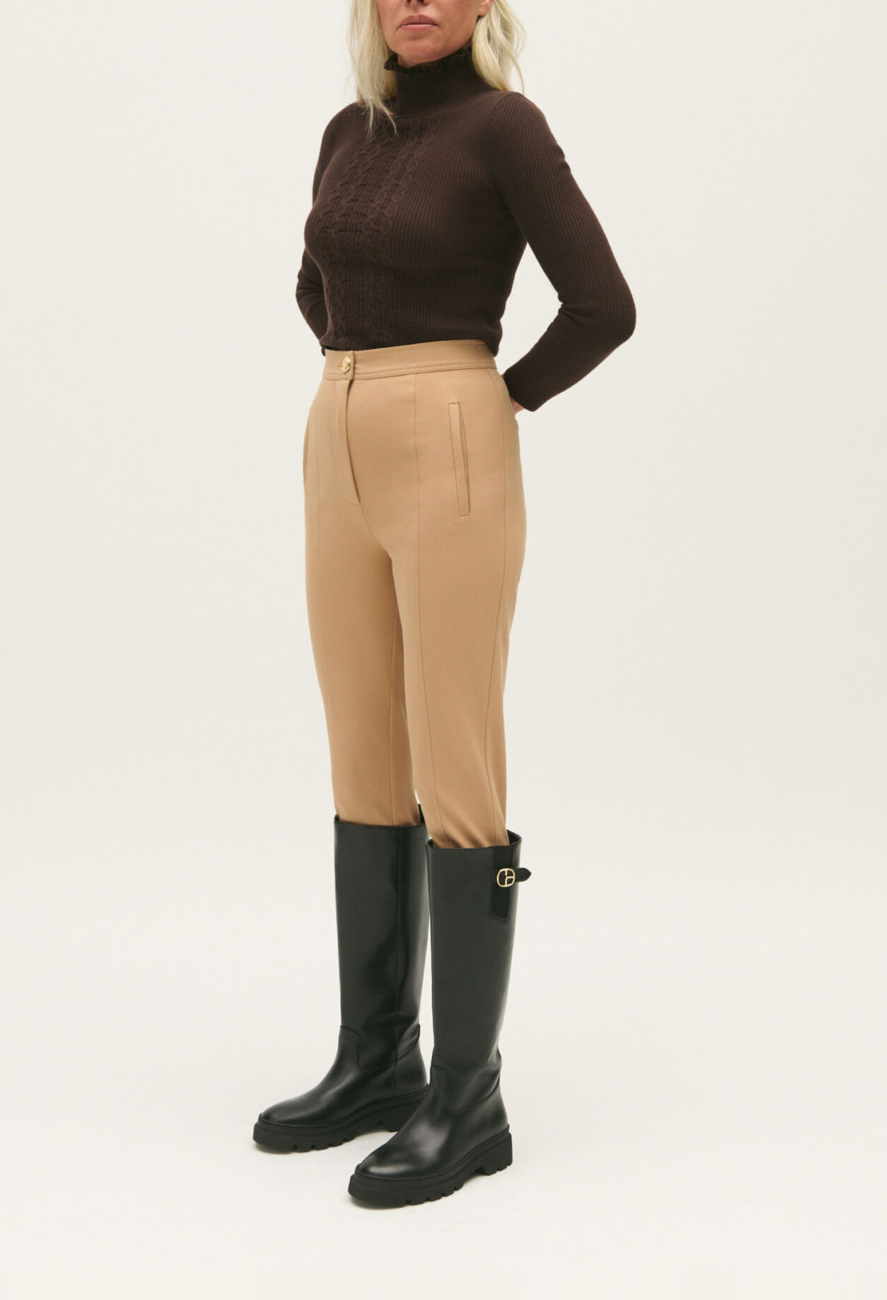 High-rise slim-fit trousers