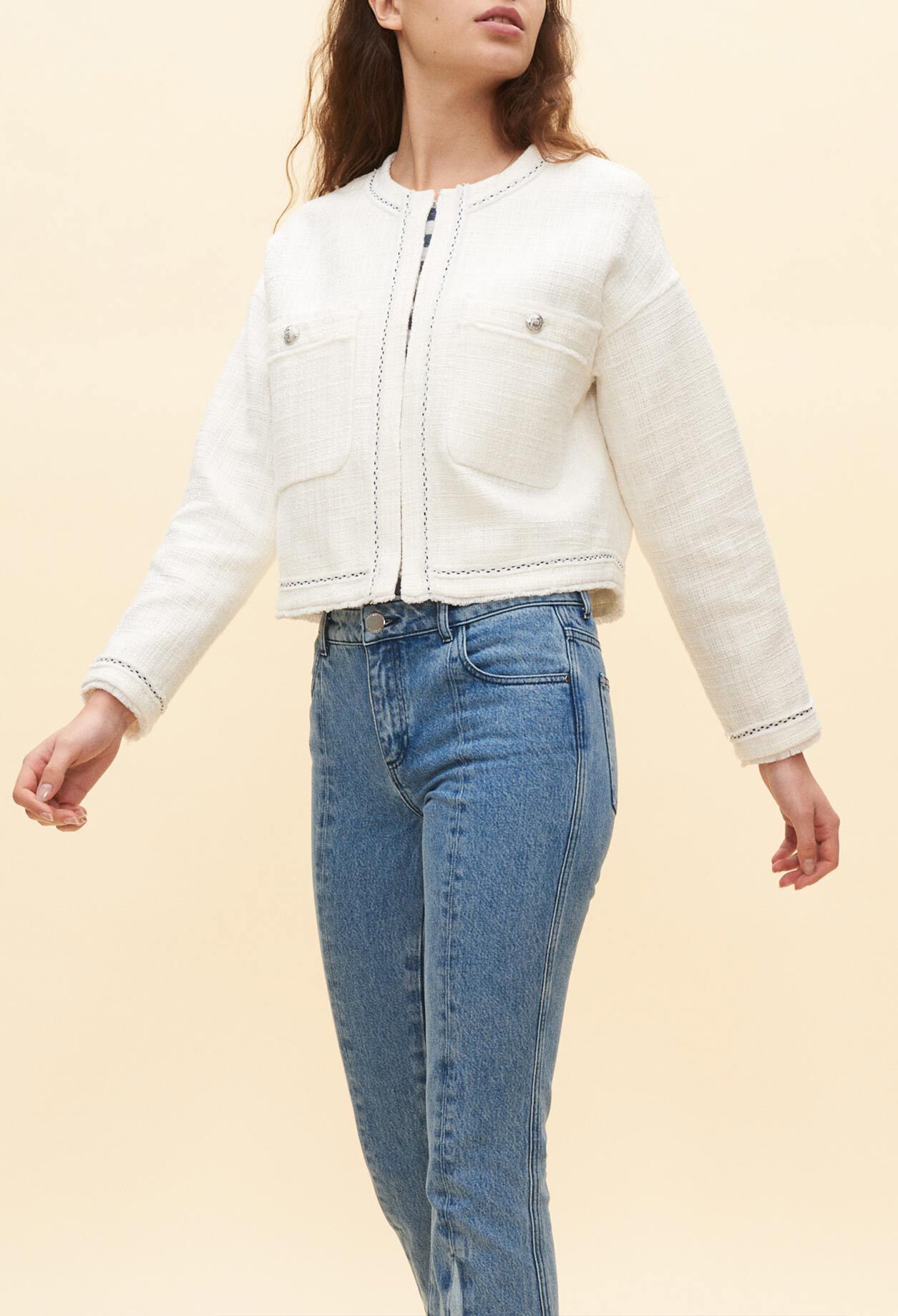 Tweed-style short white jacket Tweed-style short white jacket