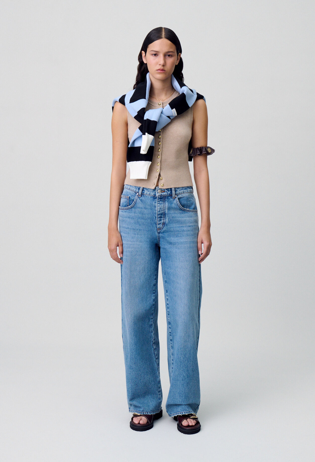 Wide-Leg Washed Denim Jeans Wide-Leg Washed Denim Jeans