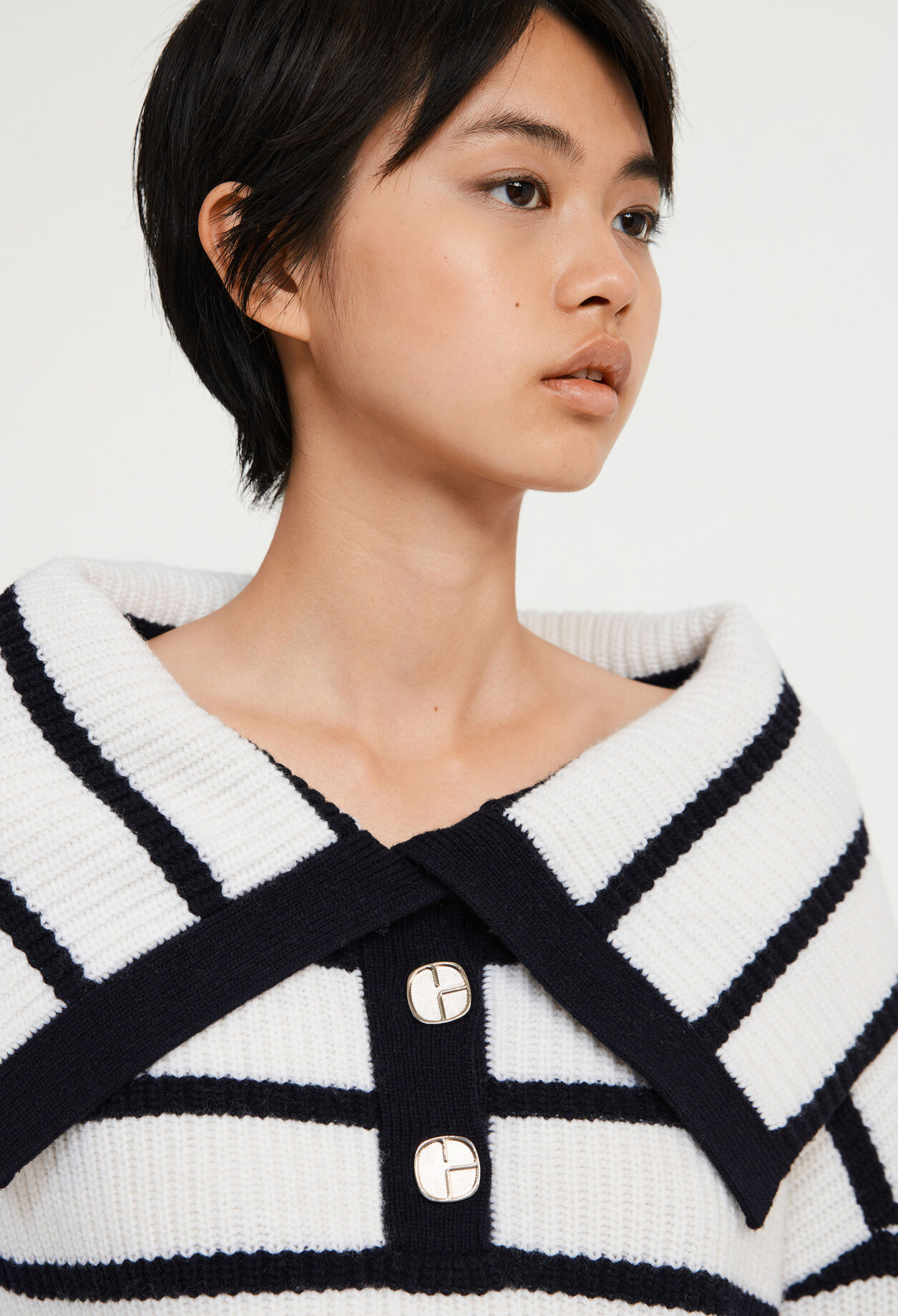 Pull bicolore à rayures laine