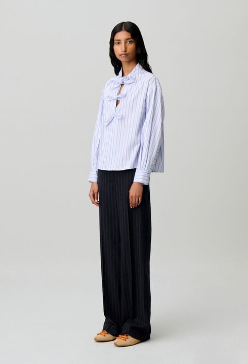 Striped poplin blouse