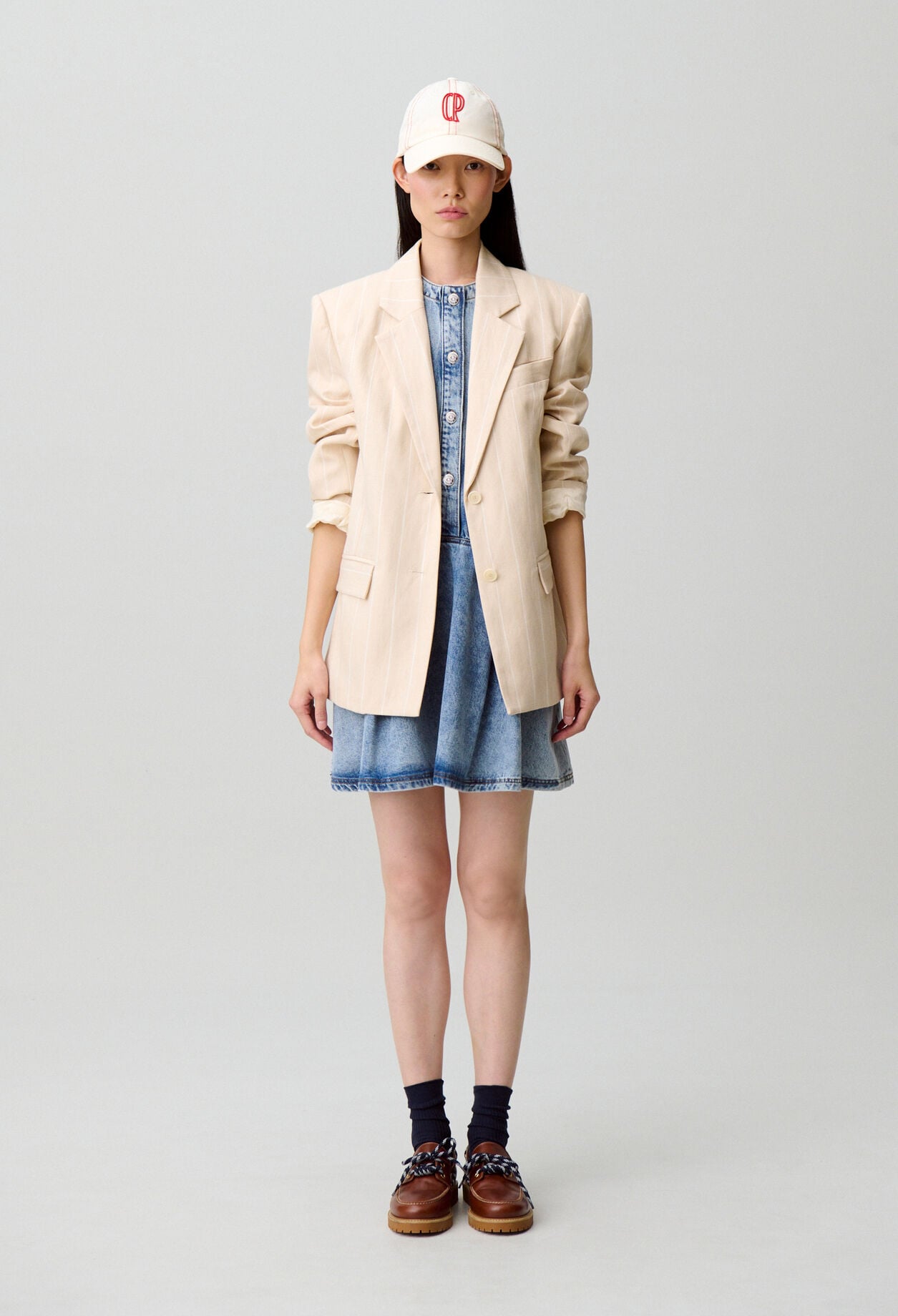 Washed flared denim dress