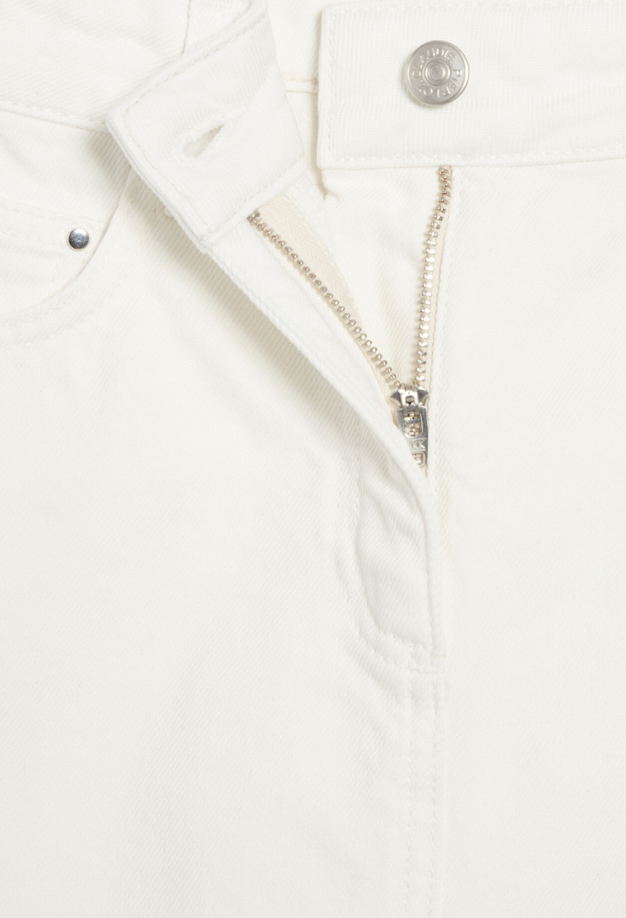 Cream denim short skirt