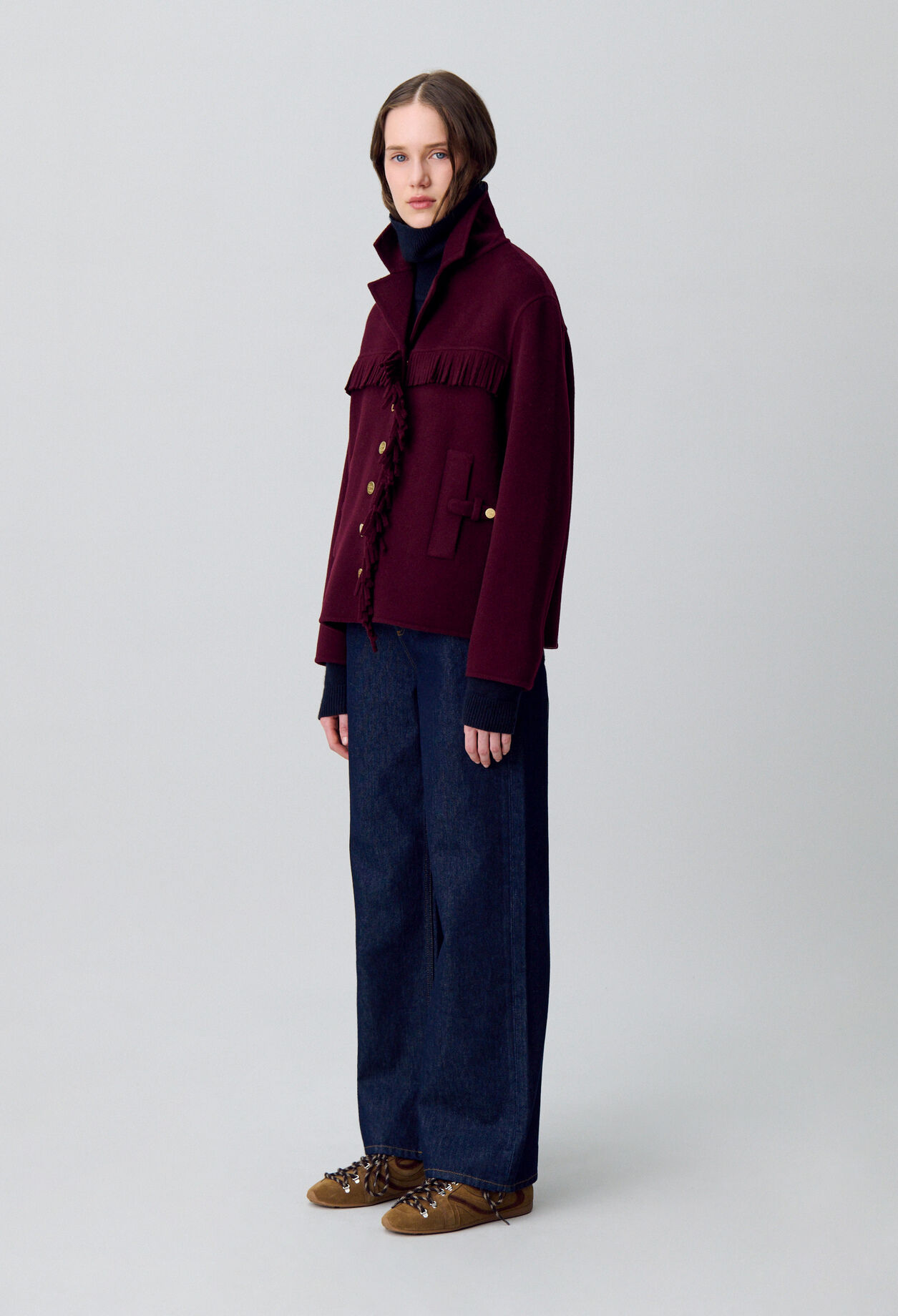 Short Wool Coat with Fringes Short Wool Coat with Fringes