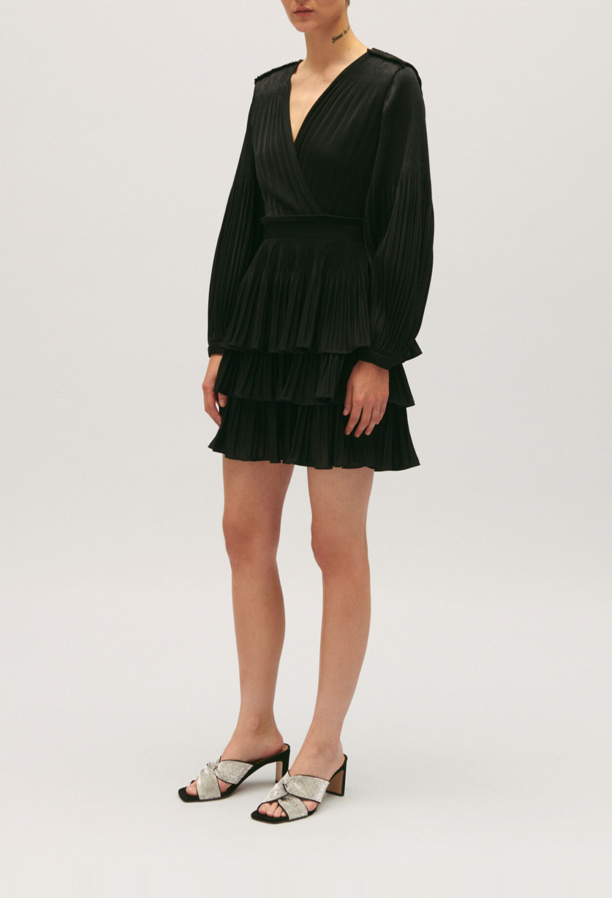 Short black pleated dress