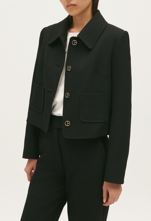Black cropped suit jacket