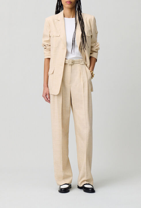 High-waisted wide-leg trousers