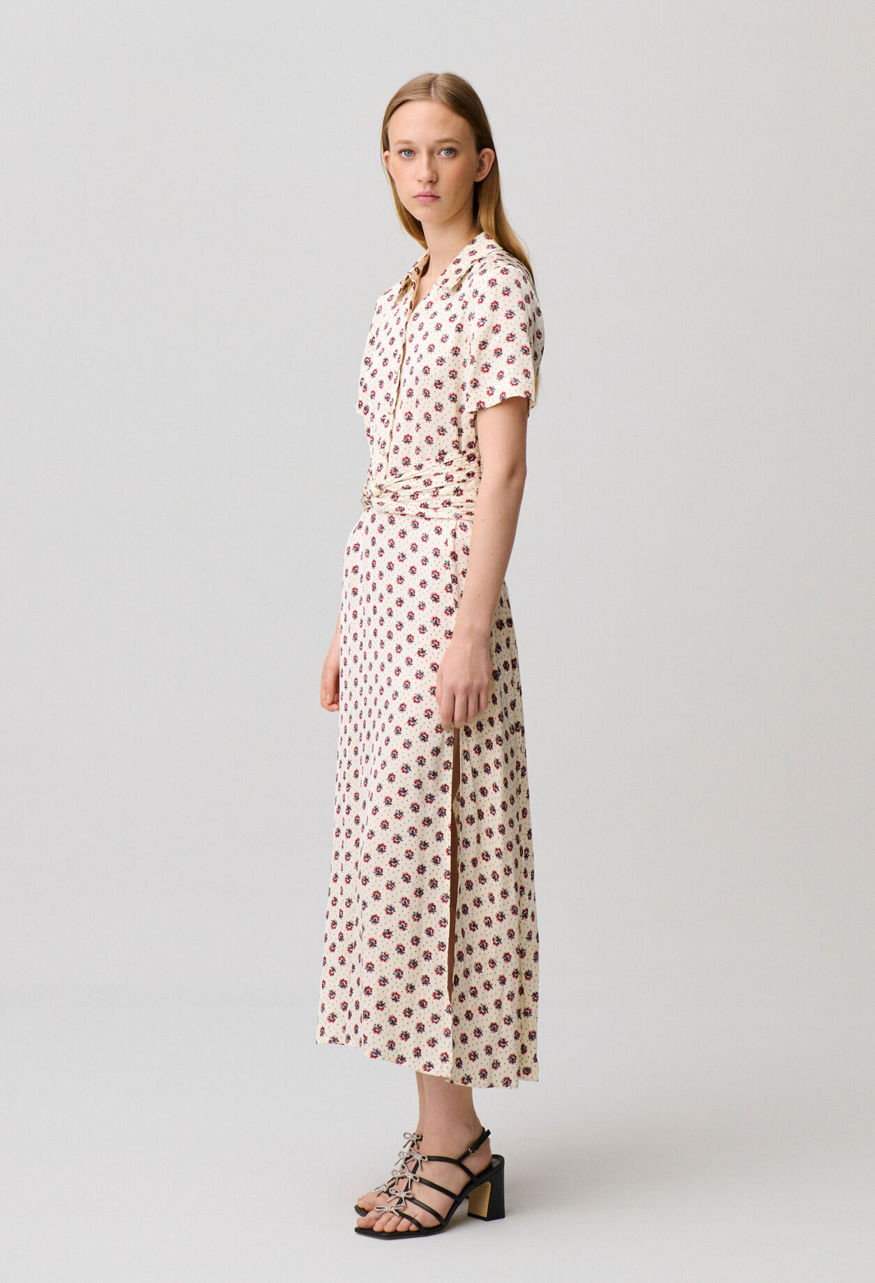 Floral print satin dress