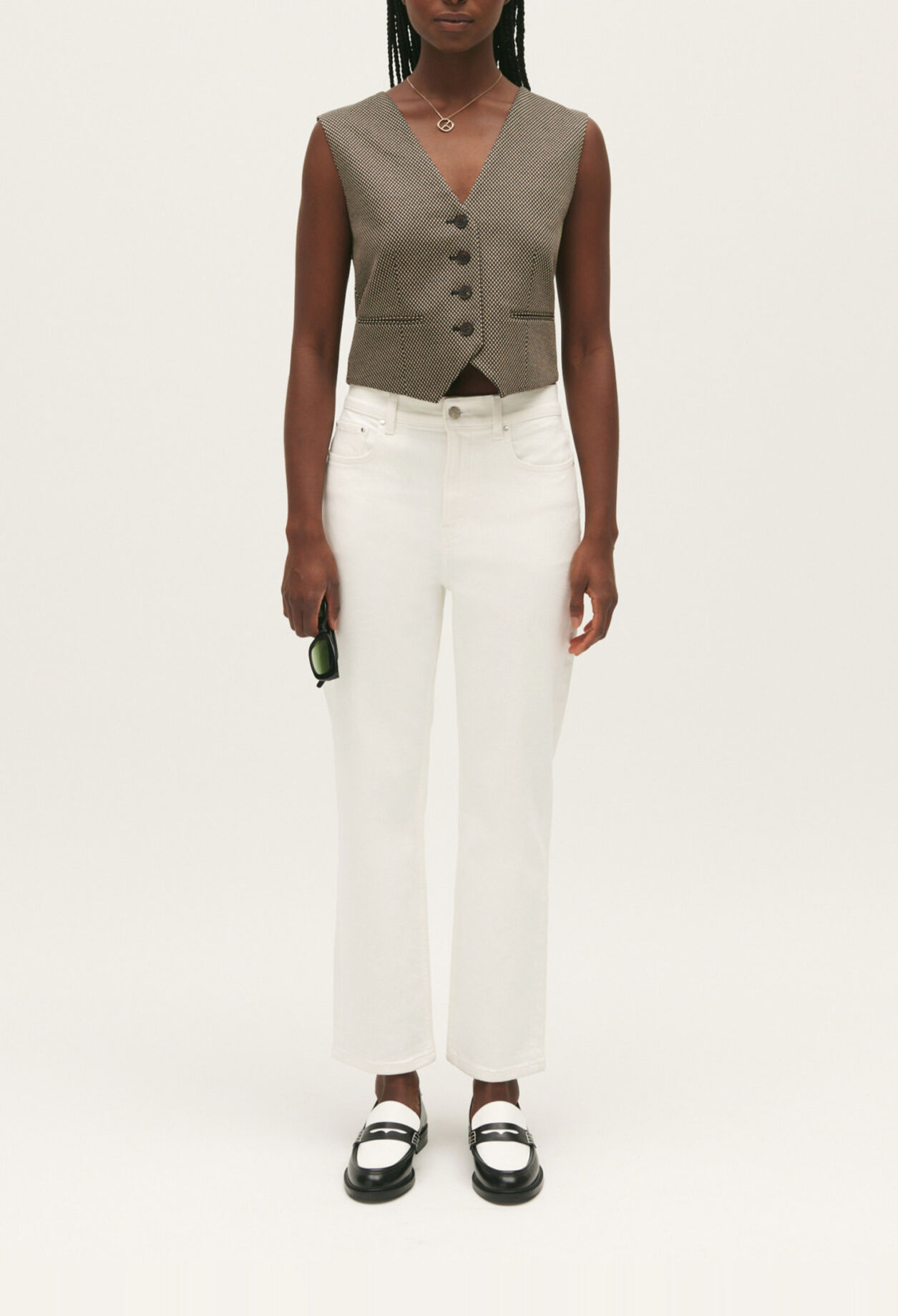 Ecru straight-fit jeans