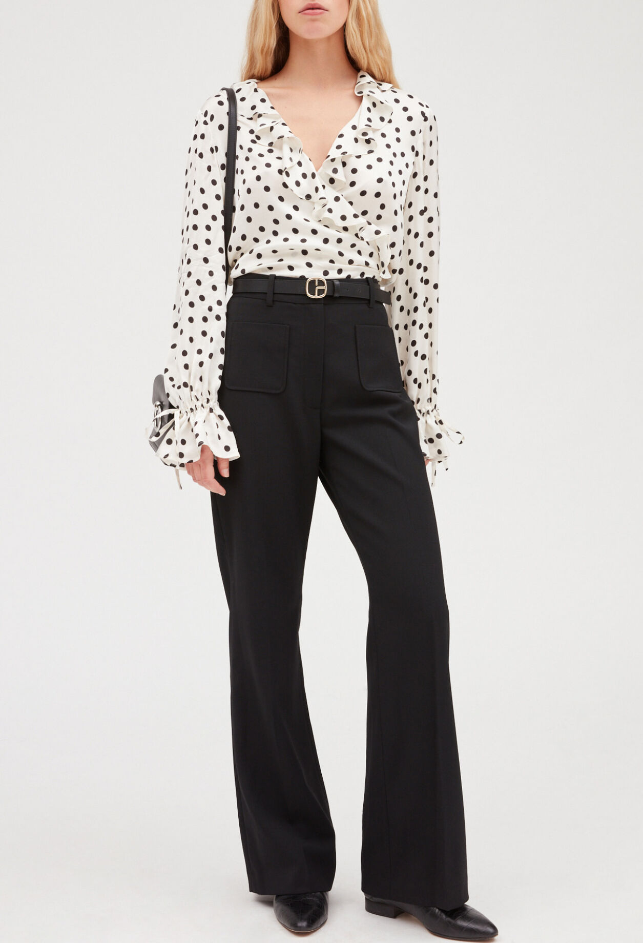 Ruffled blouse with polka dots