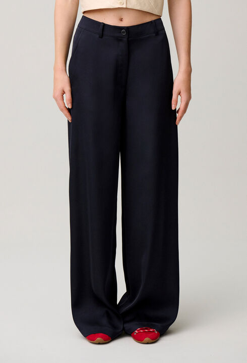 Straight satin trousers
