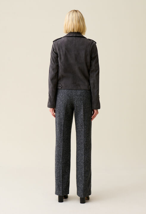 Suede leather biker jacket