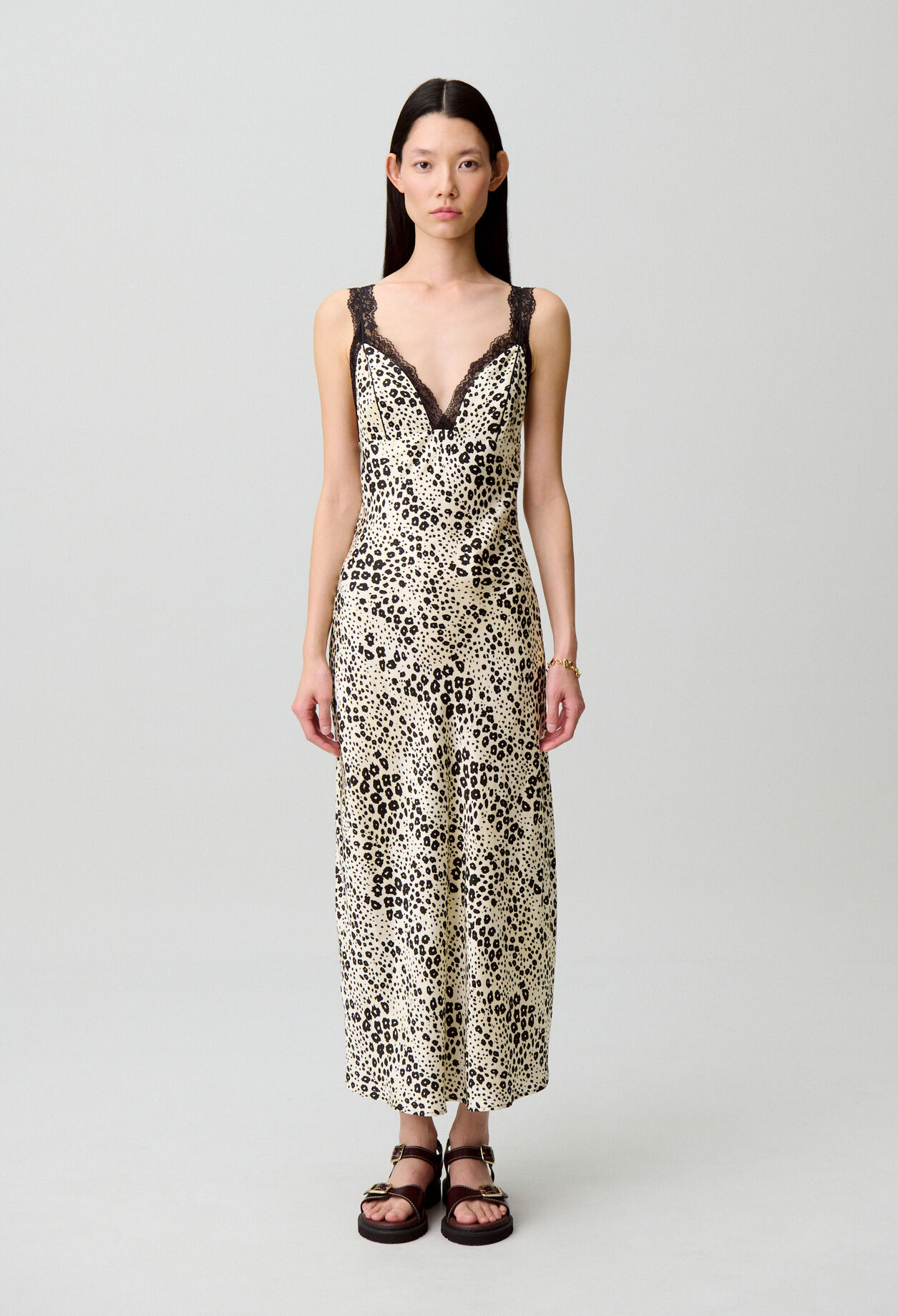 Satin animal print dress