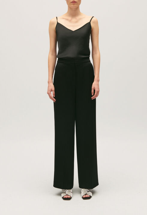 Black suit trousers with satin finish