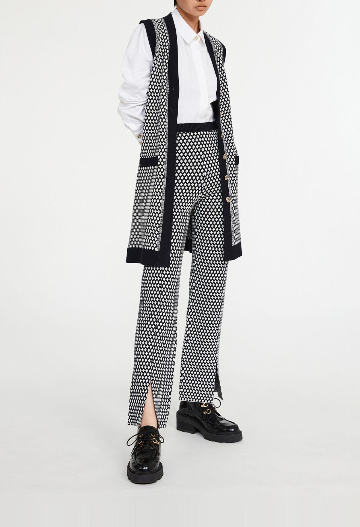 Pantalon maille à motifs graphiques