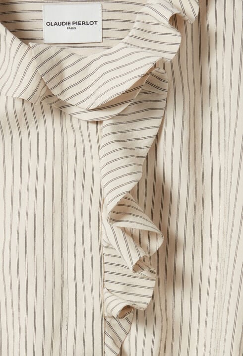 Striped Dress with Ruffle Neck