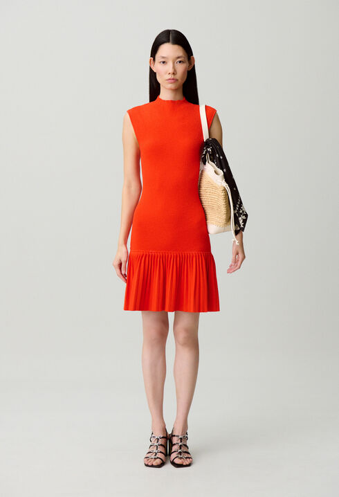 Pleated knit dress
