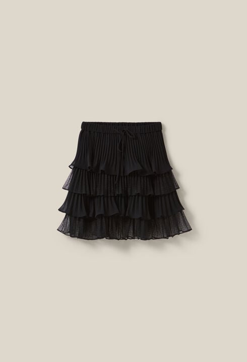 Black short ruffled skirt