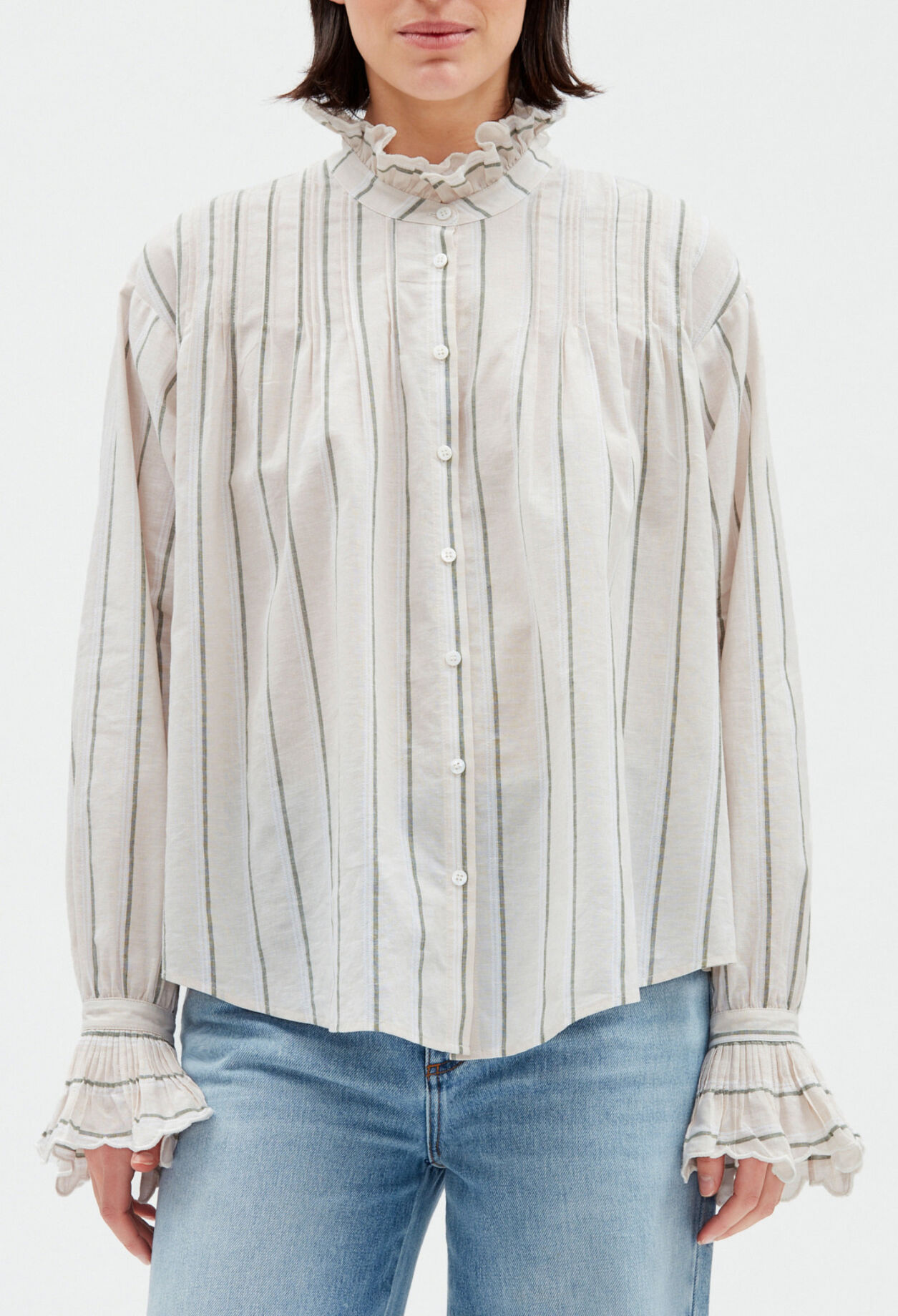 Striped ruffled shirt
