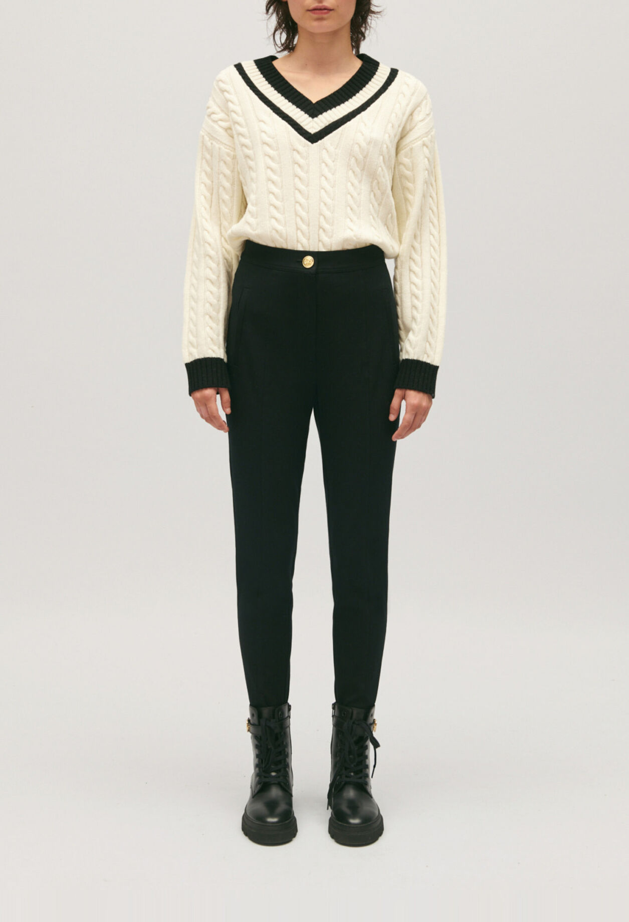 High-rise slim-fit trousers