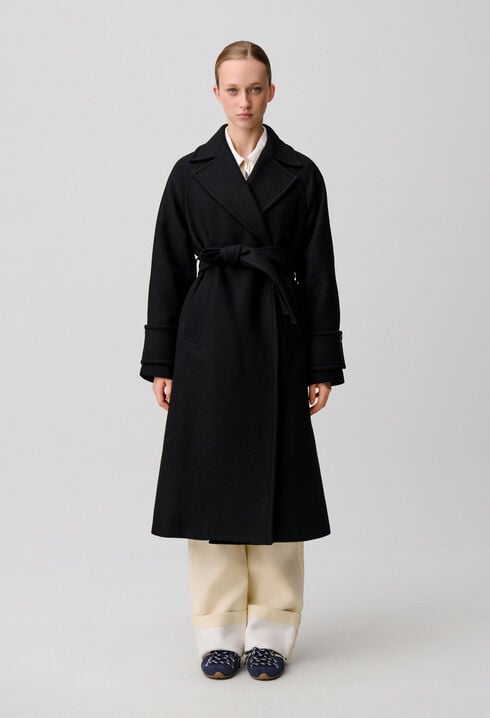 Mid-length wool blend coat