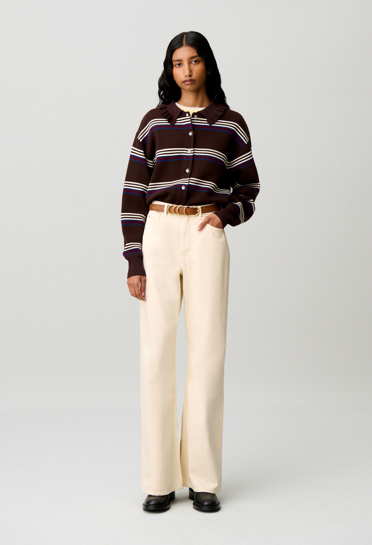 Striped knitted cardigan