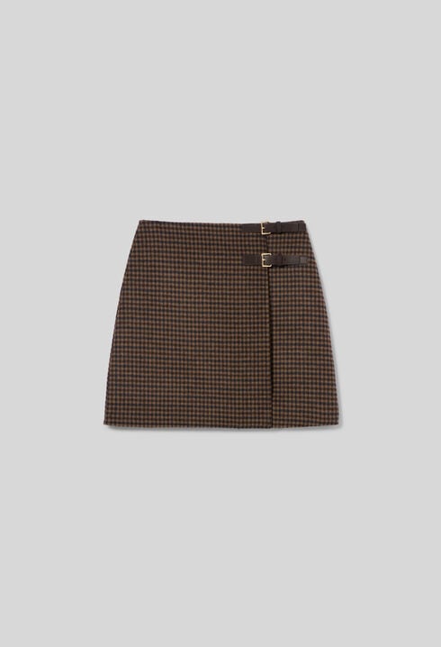 Checked wrap skirt