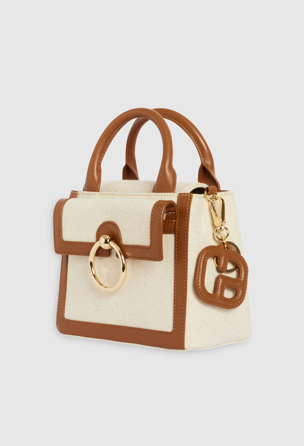 Camel leather key ring