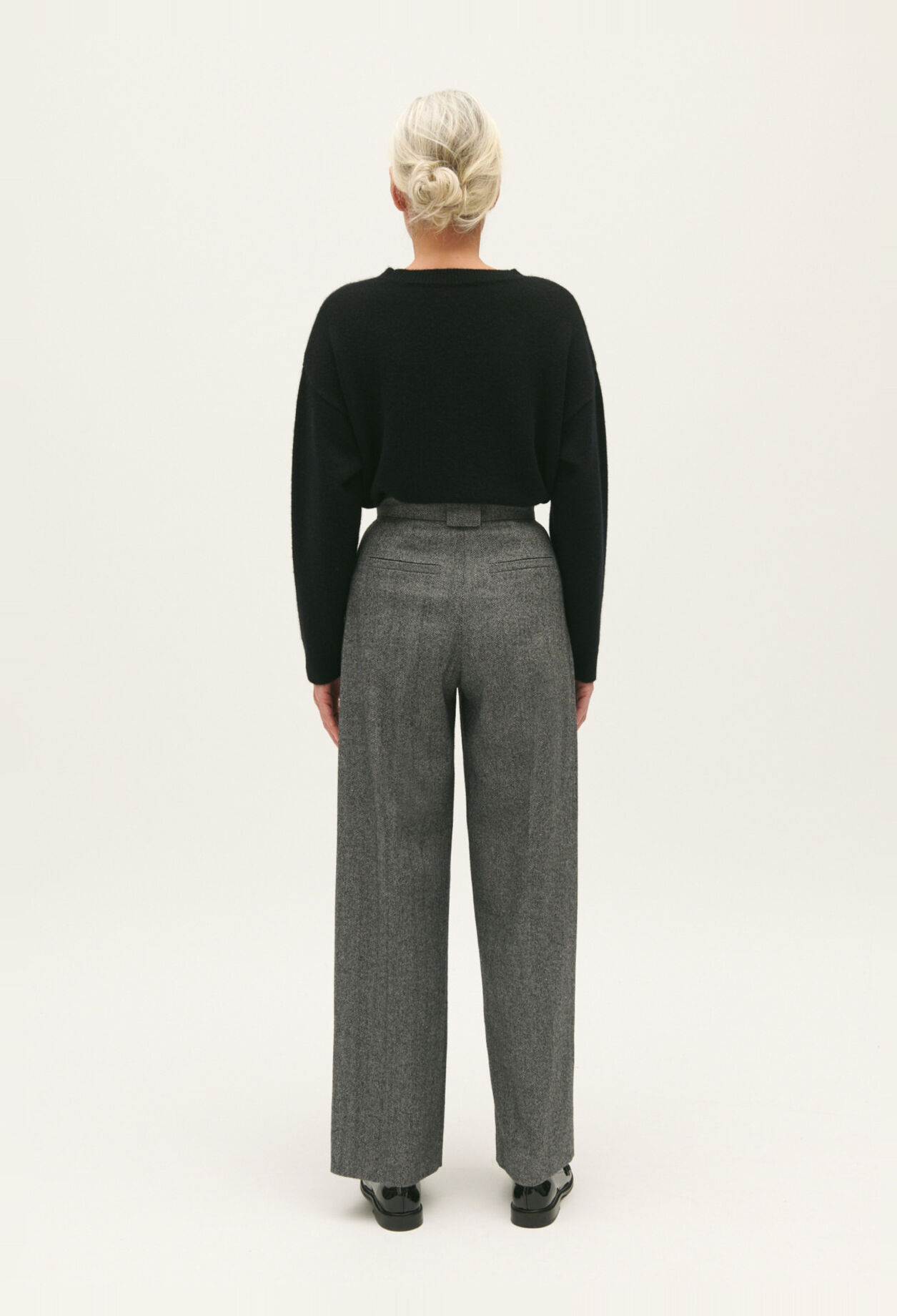 Two-tone wide-leg trousers