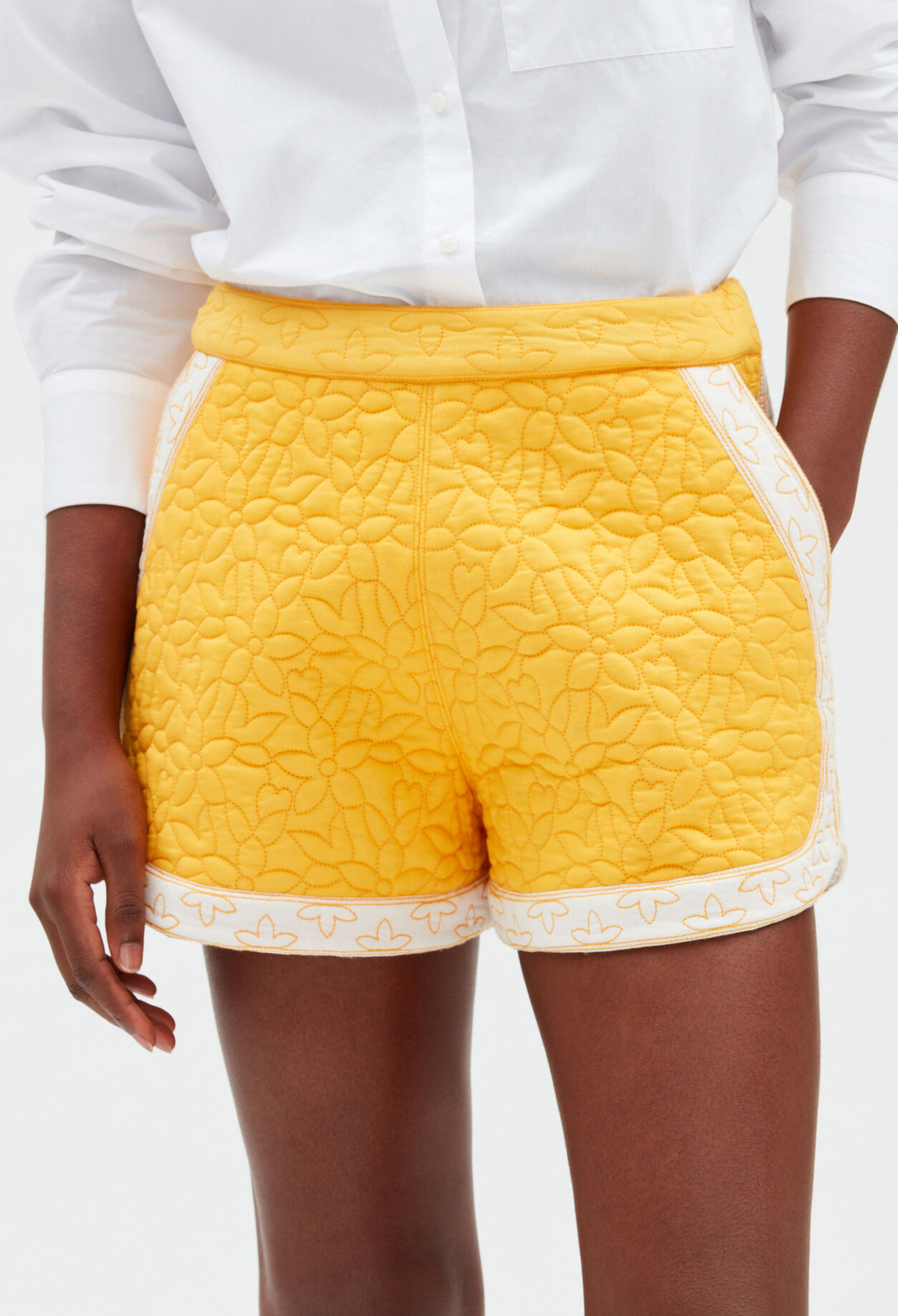 Yellow bouty-braid shorts