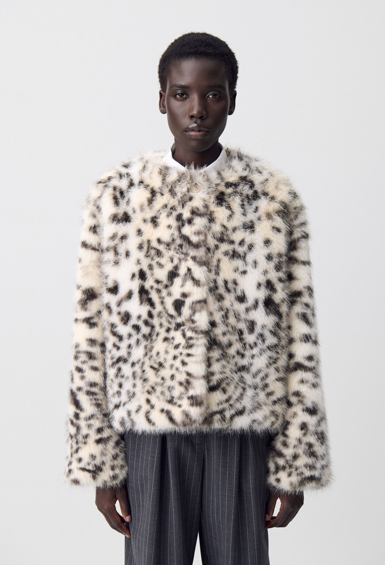 Leopard faux fur coat