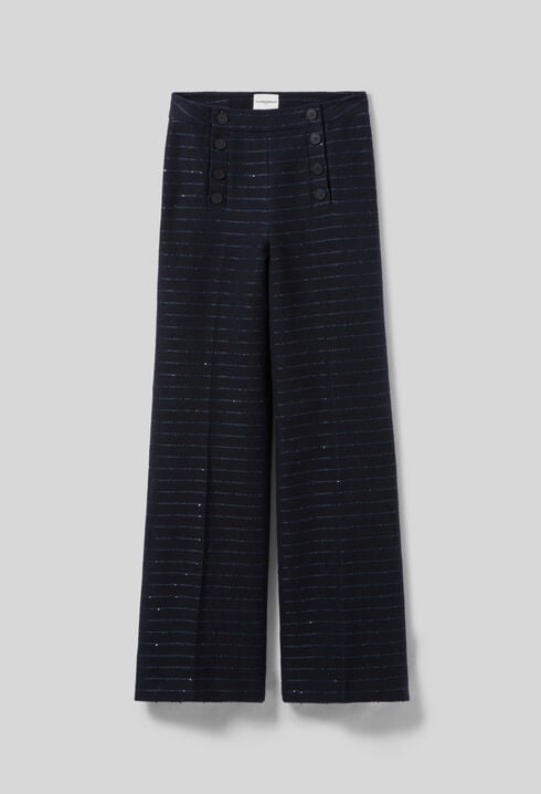 Striped straight cut trousers